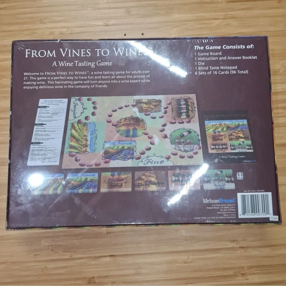 From Vines To Wines Board Game Adult Learning, Wine Tasting Game Urban Trend NEW